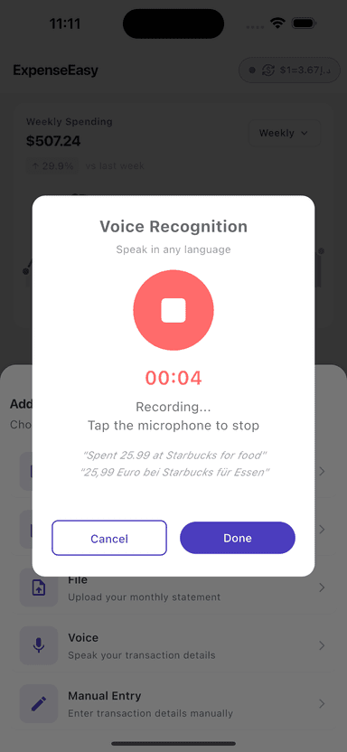 Voice expense logging
