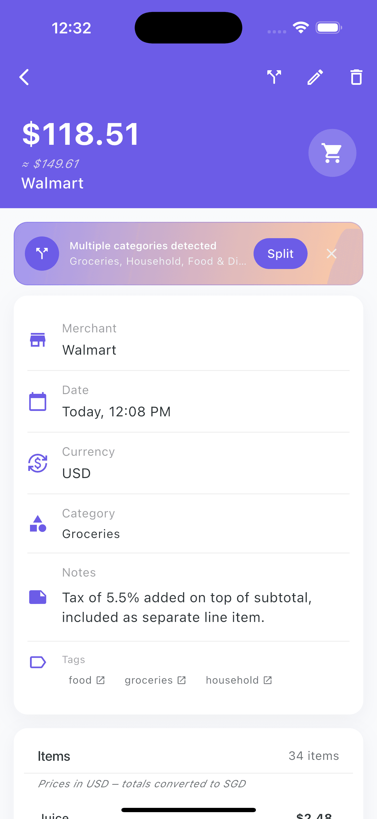 AI-powered receipt processing and transaction extraction