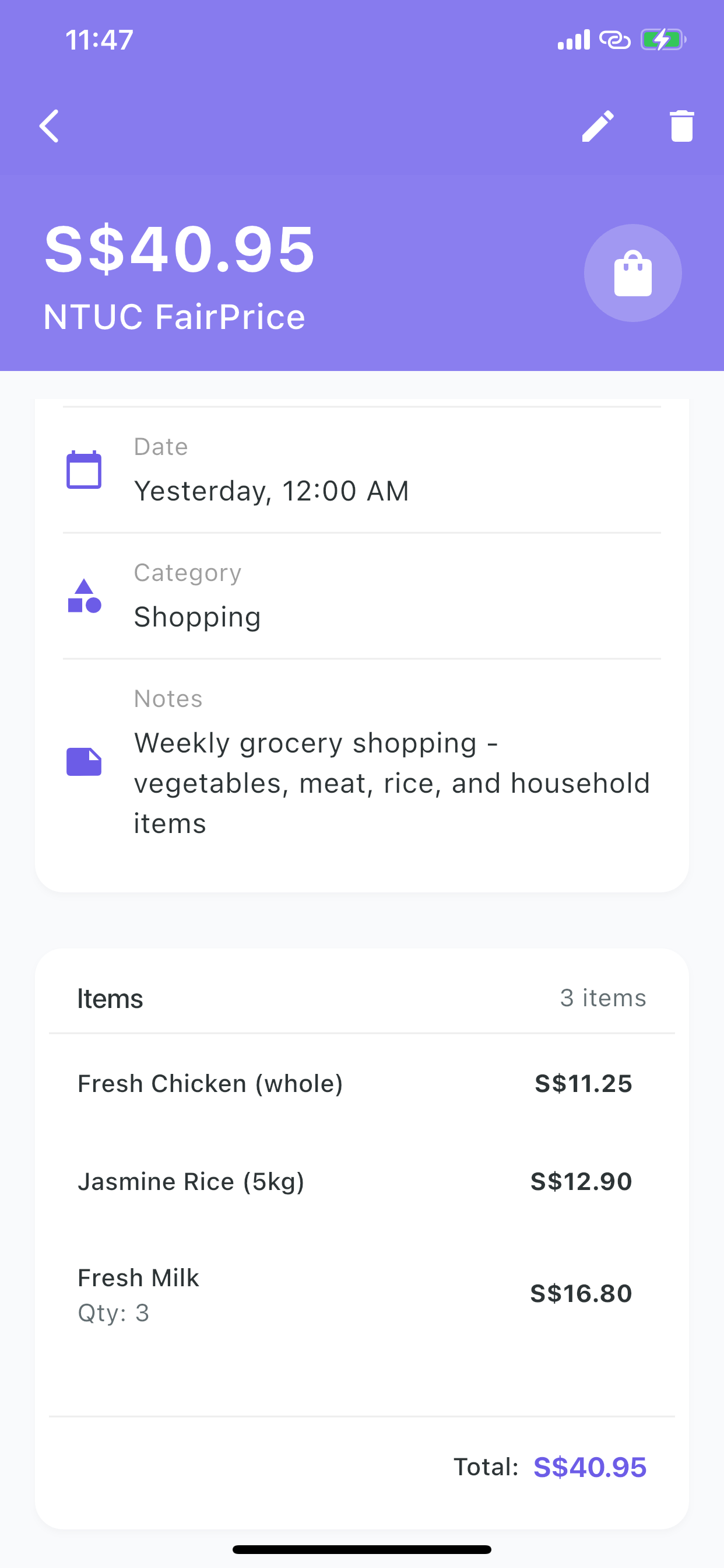 Receipt scanning and transaction details